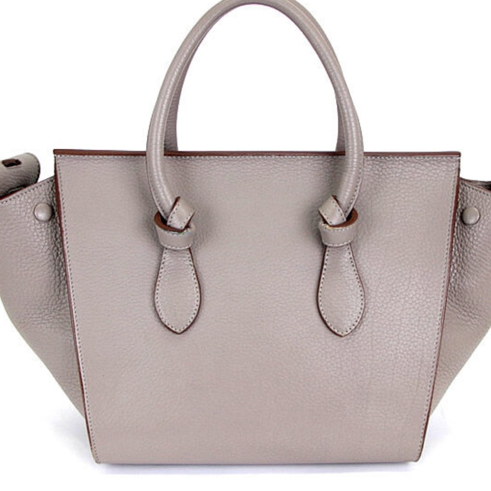 CELINE 
Tie Tote Bag Leather Gray Handbag - Picture 2 of 9